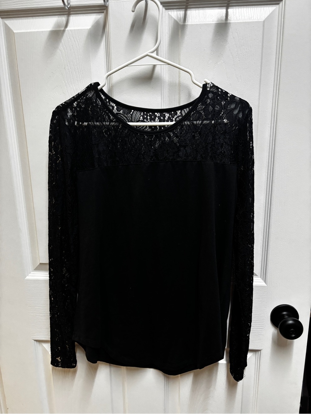 SHEIN Black Lace Sleeve Long-Sleeve Top